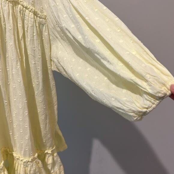 Mable Clothing‎ 3/4 Sleeve yellow Mini Dress Eyelet Ruffles Med M babydoll Boho - Picture 5 of 12